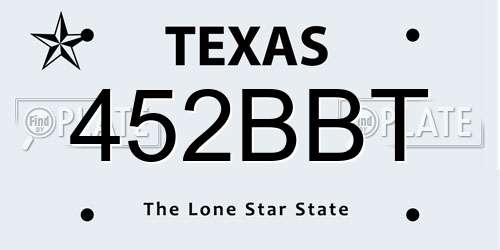 452BBT Texas License Plate