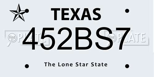 452BS7 Texas License Plate
