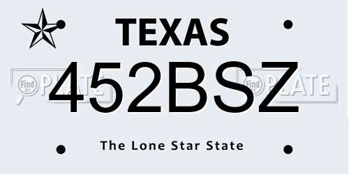 452BSZ Texas License Plate