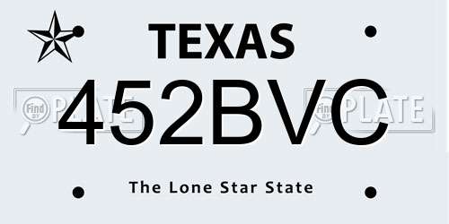 452BVC Texas License Plate