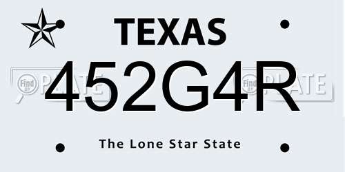 452G4R Texas License Plate