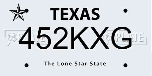 452KXG Texas License Plate