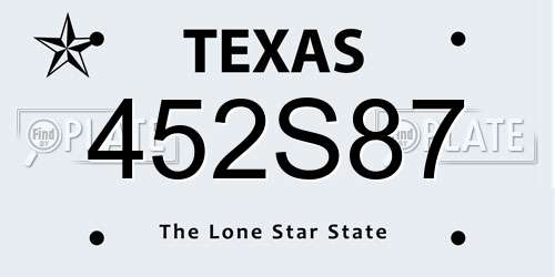452S87 Texas License Plate