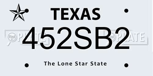 452SB2 Texas License Plate