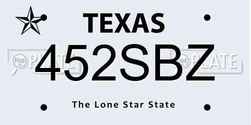 452SBZ Texas License Plate