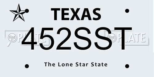 452SST Texas License Plate