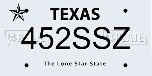452SSZ Texas License Plate