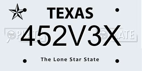 452V3X Texas License Plate