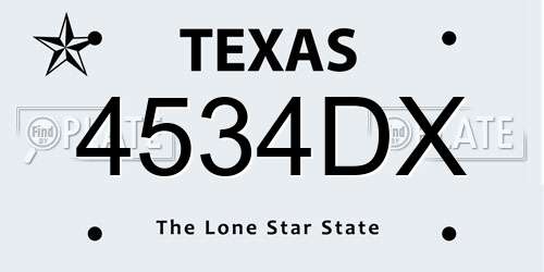 4534DX Texas License Plate