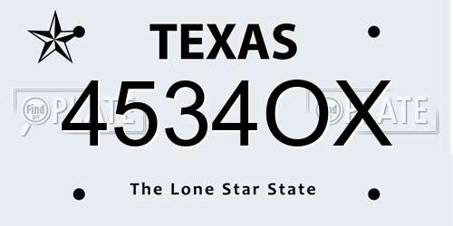 4534OX Texas License Plate