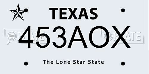 453AOX Texas License Plate