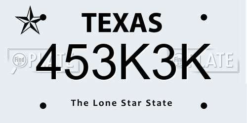 453K3K Texas License Plate