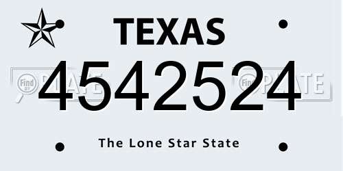 4542524 Texas License Plate