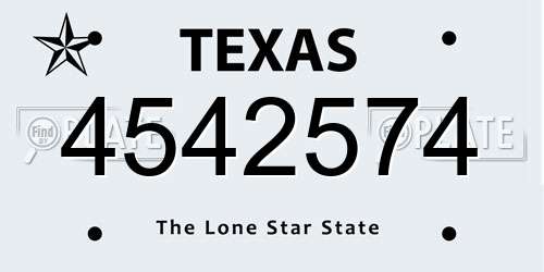 4542574 Texas License Plate