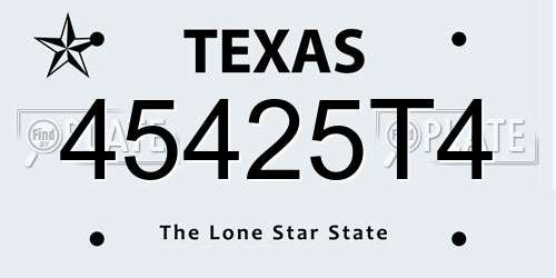 45425T4 Texas License Plate