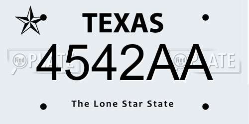 4542AA Texas License Plate
