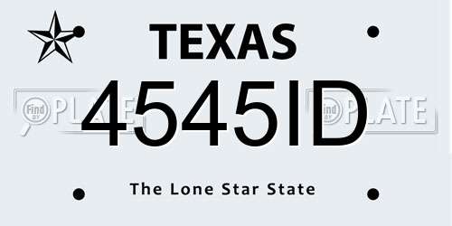 4545ID Texas License Plate