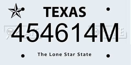 454614M Texas License Plate