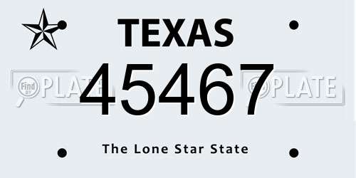 45467 Texas License Plate