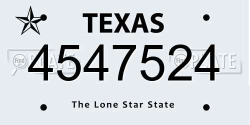 4547524 Texas License Plate
