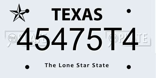 45475T4 Texas License Plate