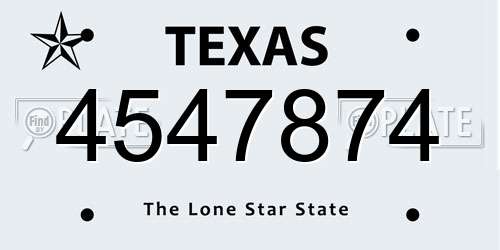 4547874 Texas License Plate
