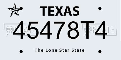 45478T4 Texas License Plate