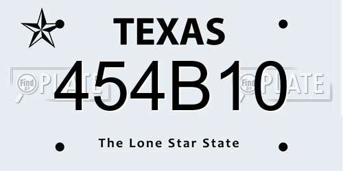 454B10 Texas License Plate
