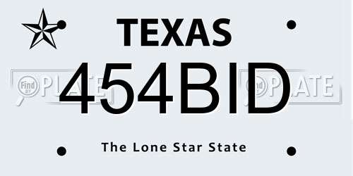 454BID Texas License Plate