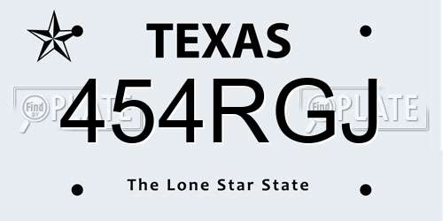 454RGJ Texas License Plate
