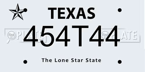 454T44 Texas License Plate