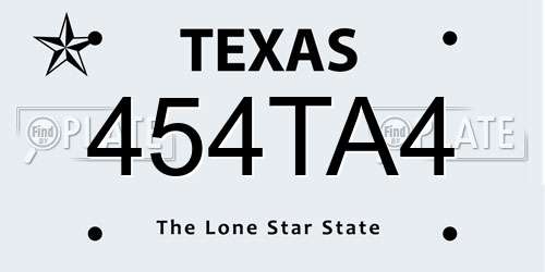 454TA4 Texas License Plate