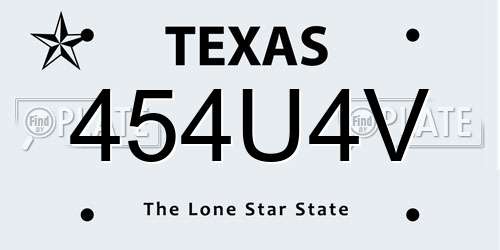 454U4V Texas License Plate