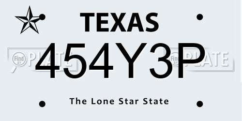 454Y3P Texas License Plate