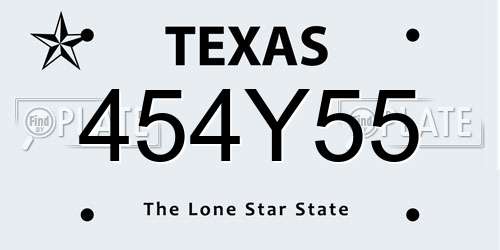 454Y55 Texas License Plate