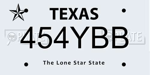 454YBB Texas License Plate