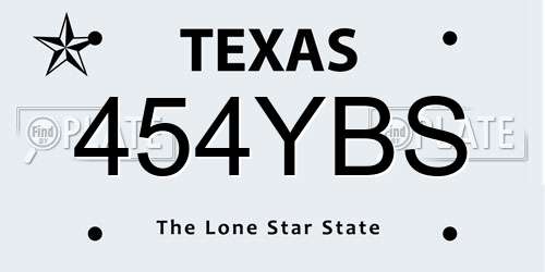 454YBS Texas License Plate