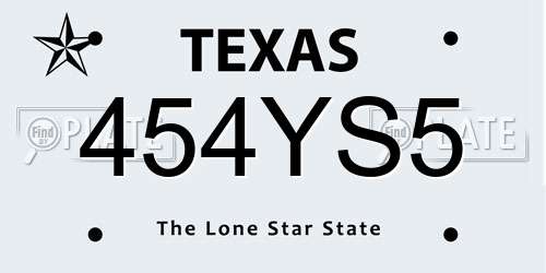 454YS5 Texas License Plate
