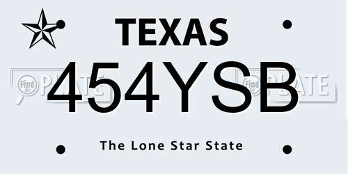 454YSB Texas License Plate