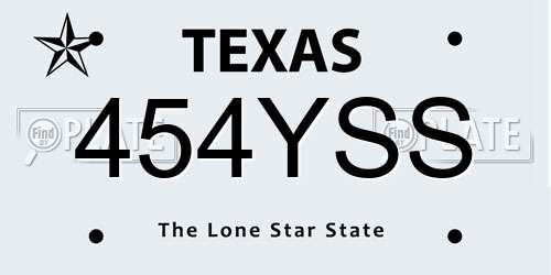 454YSS Texas License Plate