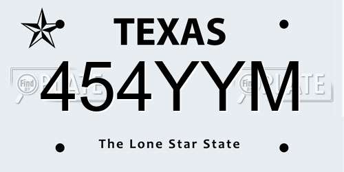 454YYM Texas License Plate