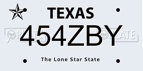 454ZBY Texas License Plate
