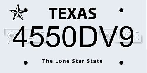 4550DV9 Texas License Plate