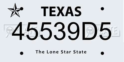 45539D5 Texas License Plate