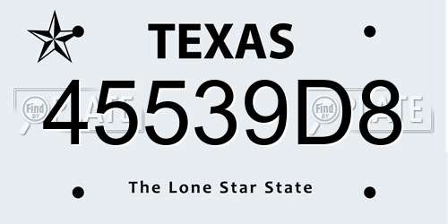 45539D8 Texas License Plate