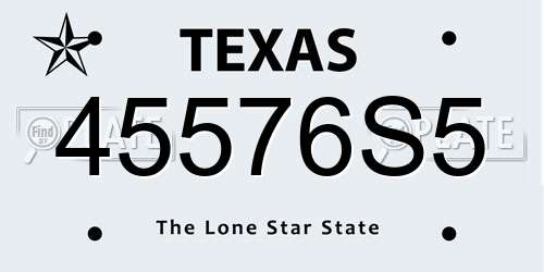 45576S5 Texas License Plate