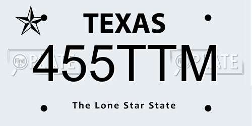 455TTM Texas License Plate
