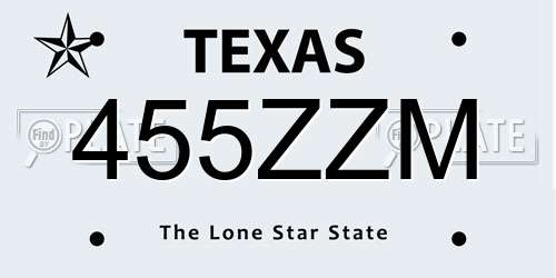 455ZZM Texas License Plate