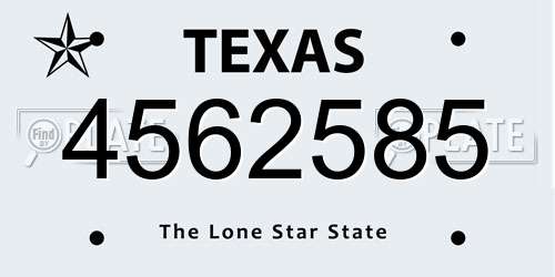 4562585 Texas License Plate