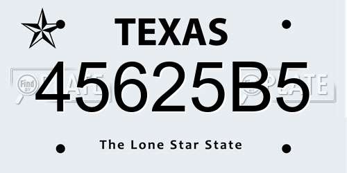 45625B5 Texas License Plate